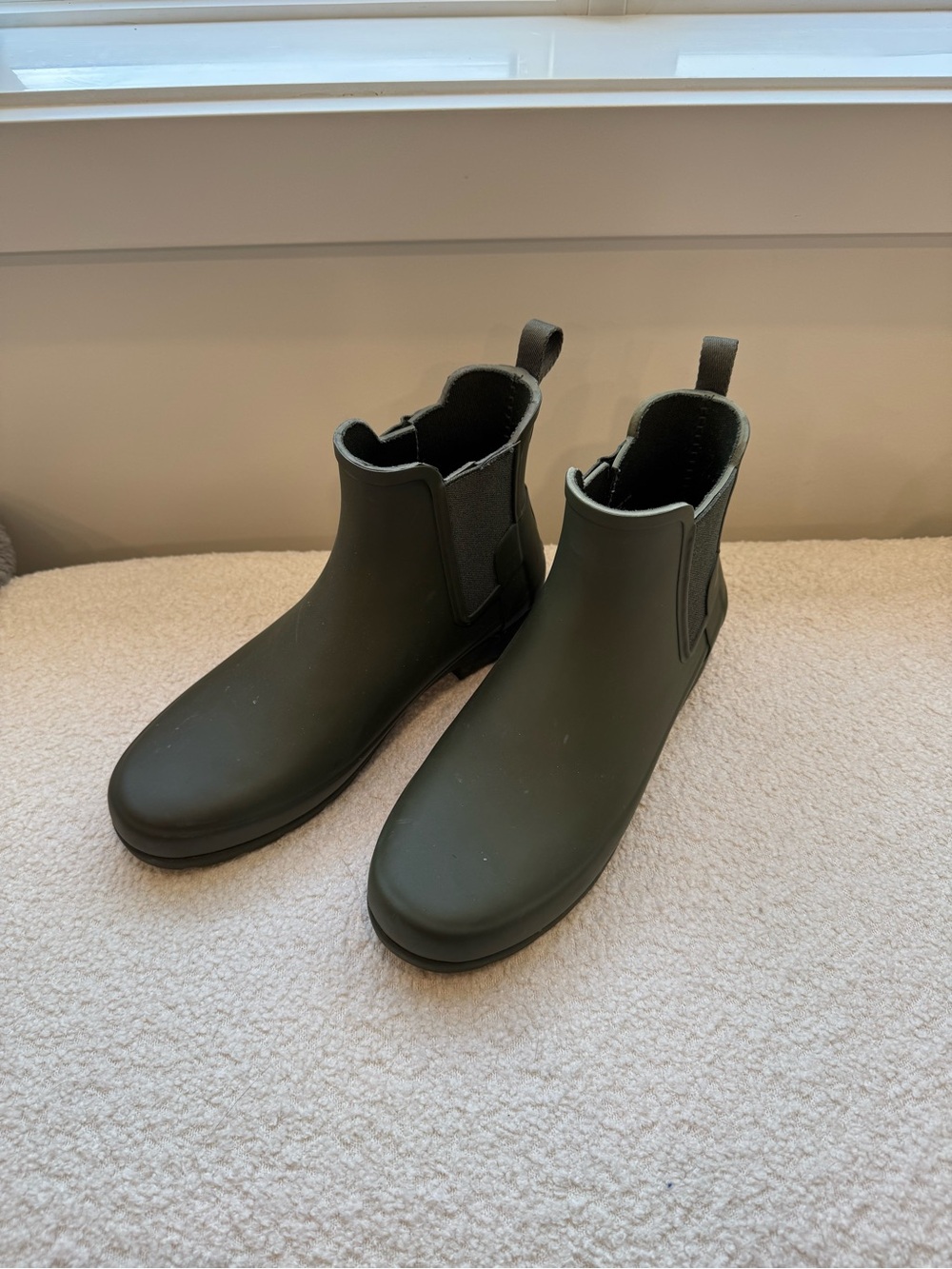 Hunter Olive Green Chelsea Rain Booties